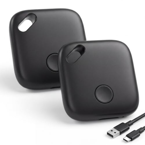 DEEBYCOO Tracker Tag Traceur Compatibles avec Apple Localiser Lot de 2 | Rechargeables USB-C, Localisateurs D'objets Bluetooth, Traqueur pour Clés, Bagages, Valise, Sacs à Dos