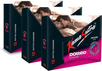 Kamasutra Desire Dotted Monthly Combo Condom(Set of 3, 10S)(Ship from India)