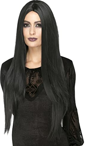 Halloween! Smiffys Deluxe Hexen-Perücke, Schwarz, Hitzebeständig / Stylebar, extralang