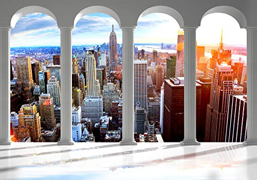 decomonkey Fototapete New York 3d Effekt 300x210 cm XL Tapete Fototapeten Vlies Tapeten Vliestapete Wandtapete moderne Wandbild Wand Schlafzimmer Wohnzimmer Stadt City USA Architektur
