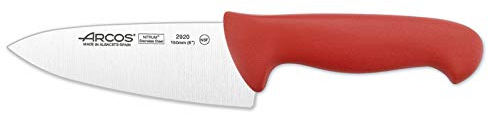 Arcos Serie 2900 - Caja 6 uds Cuchillo Cocinero - Hoja de Acero Inoxidable NITRUM de 150 mm - Mango inyectado en Polipropileno Color rojo (6 UDS)