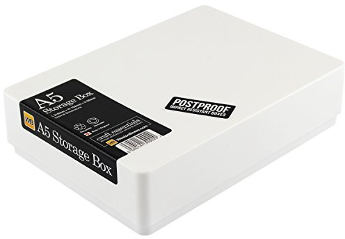 WestonBoxes A5 Plastic Craft Storage Boxes with Lids for Art Supplies, Paper and Card - 1.8 Litre Volume (White, Pack of 80)