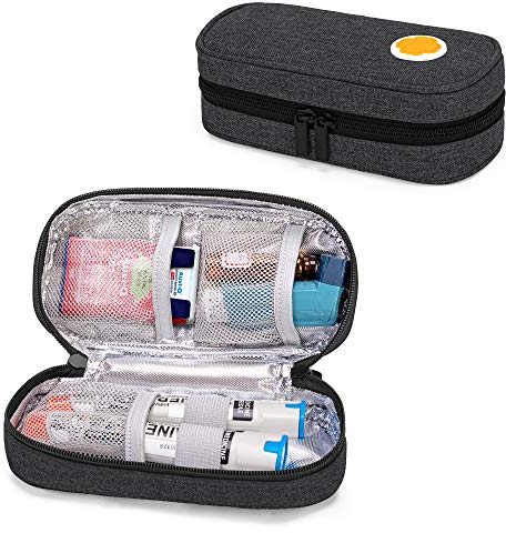 CURMIO Kühltasche für Adrenalin, Adrenalin Aufbewahrungstasche, Reisetasche für Insulin oder Adrenaliner Zubehör wie Auvi-Q, EpiPen und Pillenflaschen. (OHNE ZUBEHÖR ENTHALTEN), Schwarz