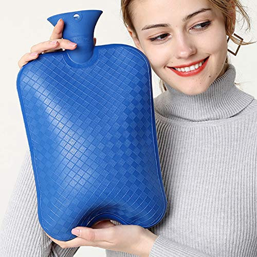 YUANZHOU 3 Liters Large-capacity Hot Water Bottle Large Pvc Hot Water Bottle For Foot Warming Bed Hot Water Bottle With Lid For Pain Relief,Blue