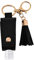 Travel Bottles Keychain Holder 30ML Empty Squeeze Bottles Hand Sanitizer Carrier Leather Keychain Refillable Container with Tassel - Black