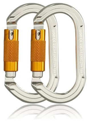 SOB Karabiner Klettern Karabinerhaken aus Aluminium Schlüsselanhänger 22 KN-Karabinerhaken für hohe Beanspruchung mit Schraubsicherung zum Klettern Abseilen Hängematten