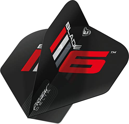 WINMAU Prism Delta Blade 6 Black Extra Thick Dart Flights - 1 Set per Pack (3 Flights in total)
