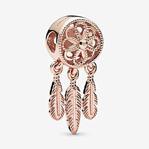 Jane Aigle 925 Sterling Silber Charm Bead Rose Gold Dreamcatcher Herz Anhänger Charms Fit Pandora Armbänder Frauen DIY Schmuck