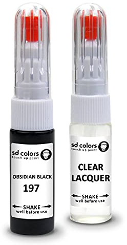 SD COLORS OBSIDIAN BLACK 197 compatible with New Touch Up Paint Pen REPAIR KIT 7ML SCRATCH CHIP BRUSH REPAIR (PAINT+LACQUER)