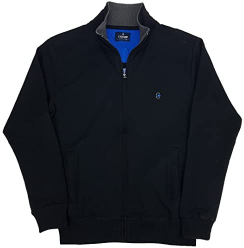 Coveri Felpa Giacca Pullover Aperta Uomo Sportiva con Cerniera Zip Intera Cotone (XXL - Nero)