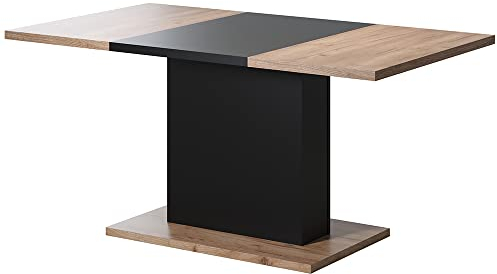 trendteam smart living - Esstisch - Kendo - Eiche/Schwarz - Esszimmertisch - (BxHxT) 160 x 76 x 80 cm - eleganter Säulentisch geeignet für Küche, Esszimmer oder Wohnzimmer