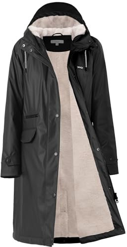 Peter Patter Manteau Imperméable d'hiver femme Veste de Pluie Chaude avec Doublure Intérieure Parka Femme Teddy Velours Doublé Friesennerz PU Coupe-vent Imperméable d'hiver