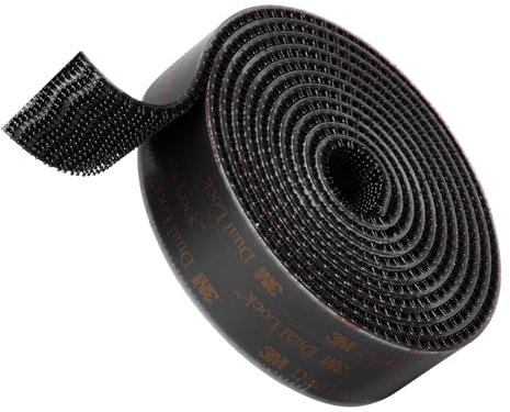 3M Dual Lock SJ3550 25 MM x 1,2 M Nastro Adesivo di Fissaggio Extra Forte Richiudibile da Nero 1 Rotoli a Forma Di Fungo Con Gancio e Passante Per Uso Interno ed Esterno