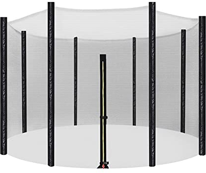 PRELGOSP Trampolin Netz 305 6/8 Stangen, Uv-Beständig Reißfest Trampolin Sicherheitsnetz, Ersatznetz Trampolin für Gartentrampolin, mit ReißVerschluss Schnallen, Nur Schutznetz,8 Poles