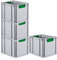 PROREGAL SuperSparSet 4x Eurobox NextGen Color | HxBxT 32x30x40cm | 30 Liter | Griffe grün geschlossen | Glatter Boden | Eurobehälter, Transportbox, Transportbehälter, Stapelbehälter