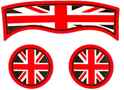 Mini F60 Auto Getränkehalter Untersetzer, 3 Stück Auto Getränkehalter Untersetzer, rutschfeste Getränkehalter Untersetzer für Mini Cooper Countryman F60(Union Jack Rot/Schwarz)