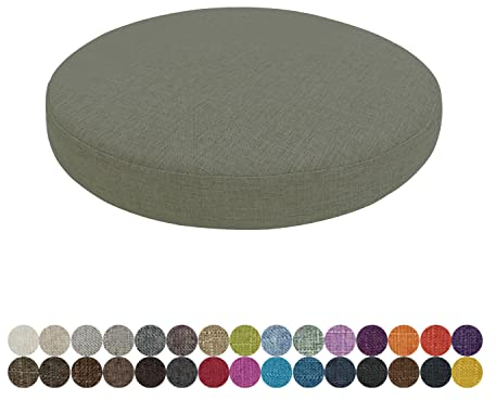 Lsjoaw Rund Sitzkissen Stuhlkissen 30 X 30 X 8CM(1 Pieces) Leinen Sitzpolster Abnehmbares Memory Schaum Runde Sitzauflage für Stuhl Bank Hocker Haus Küche Esszimmer Garten Büro,Grau