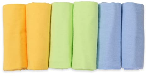 FENSILO Moltontücher, 6er Pack-Flanellwindeln aus 100% Baumwolle-80x80cm,Moltonwindel Spucktücher Baby, Spucktuch Flanell Moltontuch Unisex Spucktücher für Jungen oder Mädchen gelb grün blau