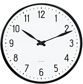 Arne Jacobsen 43633 Bahnhofsuhr, Ø 21 cm, Schwarz