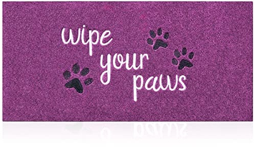 HLFMVWE Large Welcome Mats Funny Text Dog Door Mat Do Not Knock We Know You're Here Doormat with Non Slip Rubber Welcome Mat for Front Door Doormat Mat 18X47''Purple