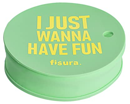 Fisura – Tapa vasos antidroga. Protector de bebida original Cubierta para bebidas reutilizable. Protección de vaso antiderrame hecho de silicona BPA free. (1 unidad, Fun, Verde)