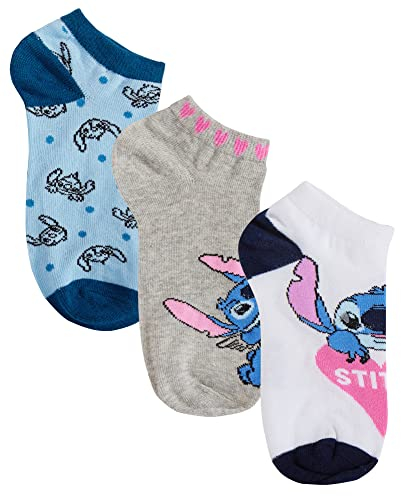 Disney Lilo & Stitch Damen-Socken, 3er-Pack, Knöchelsocken, Sneakereinlagen, Mädchen, Geschenk, rose, 3-5