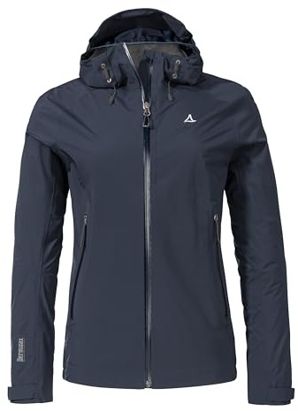 Schöffel Damen 2.5L Jacket Vistdal L, nachhaltige Regenjacke aus pflanzenbasiertem ecodear Bio-Nylon, wasserdichte Outdoor Jacke, winddicht & atmungsaktiv dank Dermizax Membran, navy blazer, 42