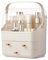 Makeup Holder Organiser with Lid Cosmetic Storage Case Ivory White Beauty Essential Box Dust Free Waterproof Cover Portable Handle Fully Open Drawers Bathroom Countertop Bedroom Dresser
