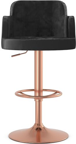 Knightsbridge Rose Gold Bar Stool (Black Velvet)
