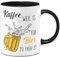 Tassenbrennerei Tasse - Kaffee, weil es für Bier zu früh ist - Kaffeetasse lustig mit Spruch - Bierglas - Geschenk für Männer, Freund (Schwarz)