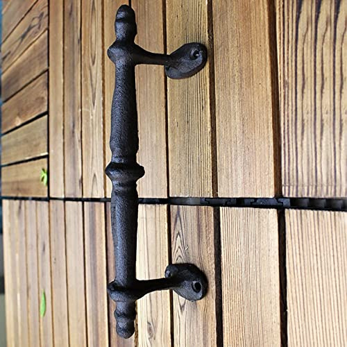 RWRAPS 9-Zoll-Antik-Scheunentürgriffe für Garten/Schrank/Zuhause, Eisen-Hochleistungstor-Türgriffgriff mit Befestigungsbeschlägen