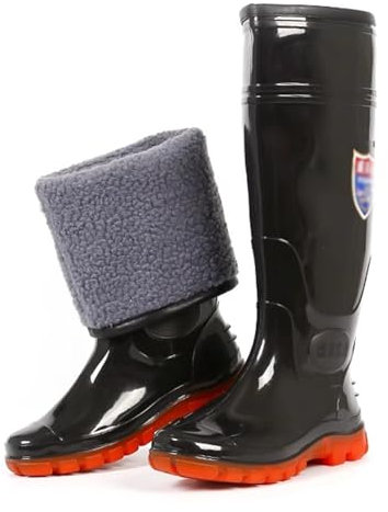 Stivali A Coscia Da Pesca Trampolieri da uomo da 39/45 cm, stivali invernali da pesca e da trampolino in PVC resistente all'usura e in peluche (Color : Black 45cm, Size : 42 EU)