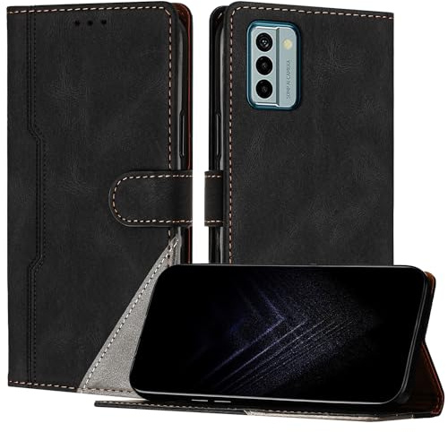 JayModCase Funda para Motorola Moto G22, Funda Flip Folio de Cuero Sintético con Ranura | Cierre Magnético | Soporte Plegable | Tarjetero y Monedero - Negro