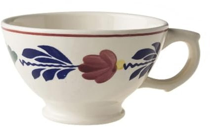 Teetasse Keramik creme mit Blumen Tasse groß 400 ml