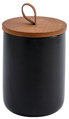 shilanmei Food Storage Jar Ceramic Canisters Kitchen Canisters with Airtight Seal Lid for Coffee Beans Sugar Spices Counter Serving (Black 27.05oz)