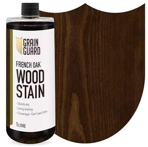 GRAIN GUARD Wood Stain Water Based | French Oak | 1L | Interior Furniture Stain | Light & Dark Stains | Eco-Friendly & Non-Toxic Wood Dye | Easy Application | Quick Dry & Low Odour