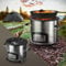 BBQ#BOSS Four Fusée Ø26cm, Argent, en Acier Inoxydable, Réchaud à Bois Charbon d'Extérieur Cuisine, Plaque de Cuisson en Fonte, Barbecue de Camping, Feu Portatif Cuiseur Grill Dutch Oven Rocket Stove