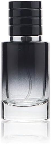 Atomizador de perfume negro portátil de vidrio de alta calidad de 30 ml, botella pequeña recargable, cosméticos de viaje, dispensación al aire libre, mini botella de pulverización, contenedores