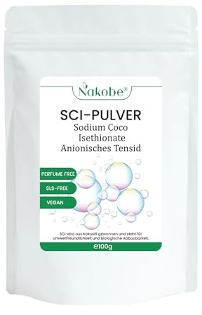 Nakobe Sodium Cocoyl Isethionate - 100g - SCI Pulver - Pulvertensid - für festes Shampoo, Dusch- und Shampoobars - Natriumcocoylisethionat