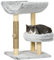 PawHut Abre à Chat avec griffoir, Arbre à Grimper pour Chat, Tour de Jeux, 1 Niche supérieure avec Coussin Lavable, 1 Niche Ronde et 1 Balle Suspendue, Hauteur 60 cm, en Bois Massif, Gris