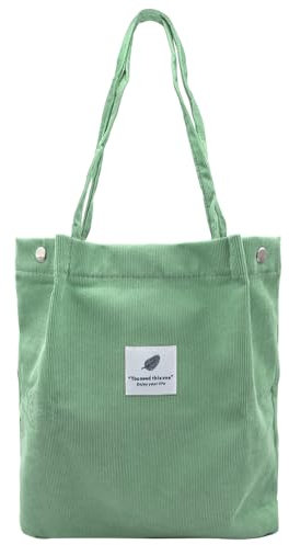YDHfdc Cord Tasche Damen Handtasche Shopper Damen Umhängetasche Groß Tote Bag Lässige Tasche Shopper für Alltag, Büro, Schule und Einkauf (Grün)