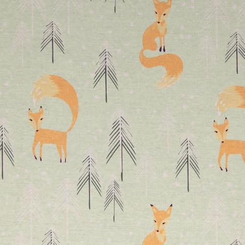 Alpenfleece | THERESA | Kuschelsweat | Füchse, hellmint | ab 50 cm | Meterware