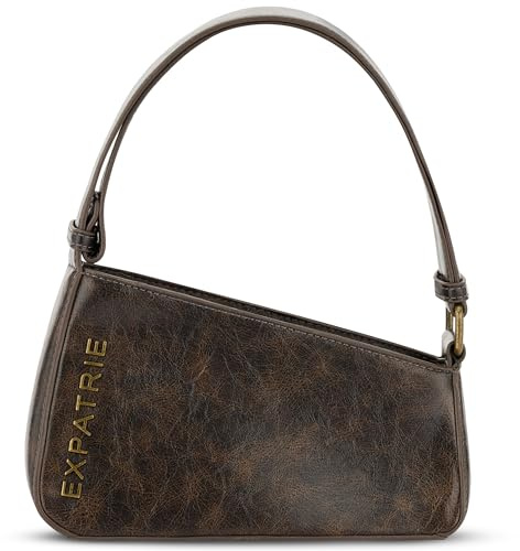 Expatrié Handtasche Damen - Georgia - Asymetrische Schultertasche aus Kunstleder für Tag & Nacht - Y2K Vintage Ledertasche Klein - Breiter Schultergurt
