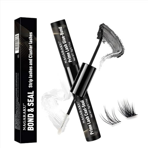NAGARAKU Pegamento Y Sellador 2 En 1 Kit 48-72 Horas Fijación Fuerte Larga Duración Resistente Al Agua Aplicador Recubrimiento De Pegamento Para Eyelash 5ML+ 5ML Para Grupos Individuales De Pestañas