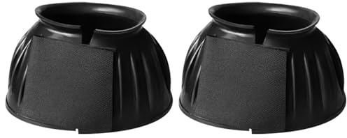 MiOYOOW Cloches Protection pour Chevaux, Cloche de Cheval Bottes de Protection pour Sabot, de Sabot en Caoutchouc avec Fermeture Auto-agrippante, Entraînement, Compétition, Rééducation