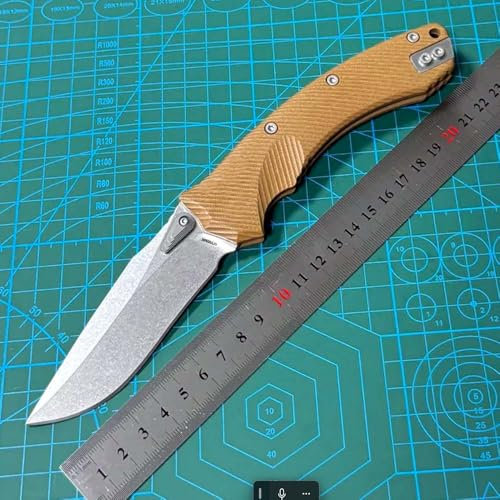Joa Taschenmesser Klappmesser M390 Stahl Klinge & Rutschfeste G10 Griff Lang EDC Outdoor Messer mit Clip Camping Survival Allzweckmesser Gelb- Fasching Karneval Rabatt