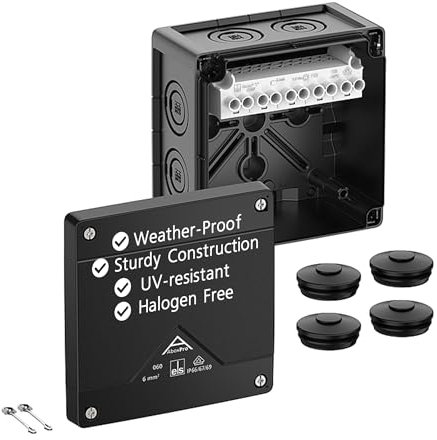 Spelsberg Abox Pro 060-6²/sw - IP66/IP67/IP69 Junction Box with Cable Connectors Accessories - Electrical Enclosure with Raised Screw Terminals - Rated 690V for Industrial & Outdoor (Black)
