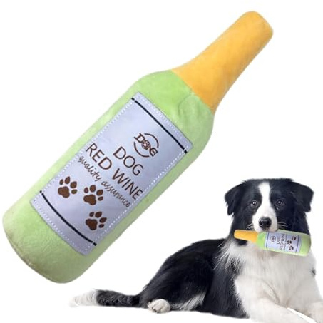 Tuxxjzm Quietschendes Plüsch-Hundespielzeug, gefüllte Bierflasche