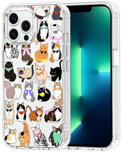 MOSNOVO Case for iPhone 13 Pro Max, [Buffertech 6.6ft Military-Grade Drop Protection] [Anti Peel Off Tech] Clear TPU Bumper Phone Case Cover Design - Cute Cats
