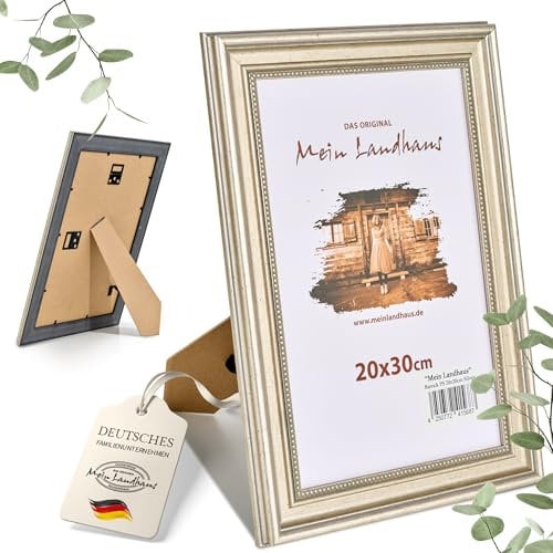 Mein Landhaus Bilderrahmen Wien – Barock Fotorahmen in Silber & Gold – Echtglas oder Acrylglas – Vintage Stil in vielen Größen (Silber, 15x20 cm)